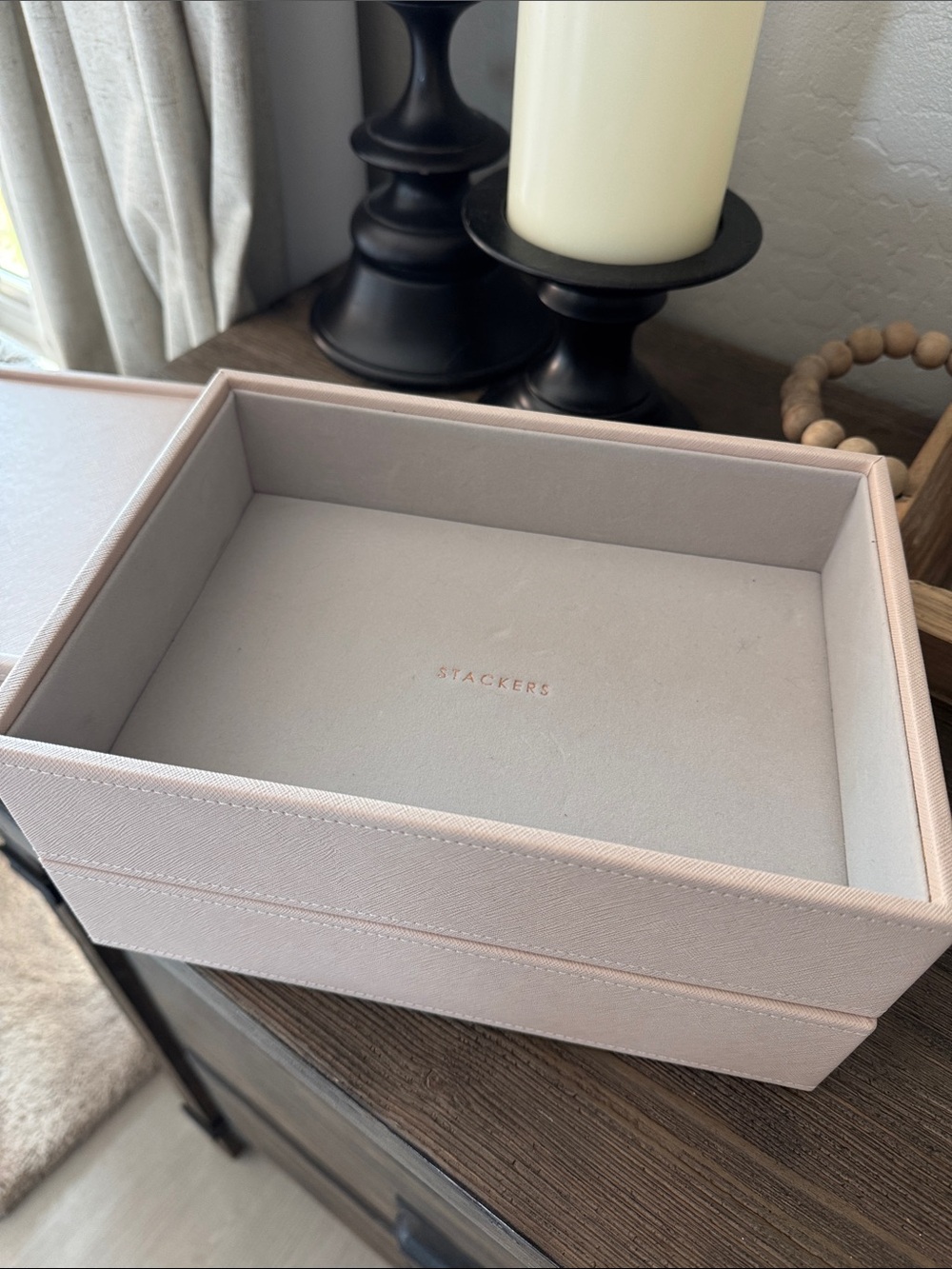 Stackers Faux Leather Jewelry Organizer Box - Blush Pink - Set of 3 - Picture 3 of 5